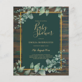 BUDGET Eucalyptus Greenery BABY SHOWER Rustic Flygblad
