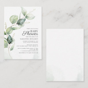 Budget Eucalyptus Greenery Botanical Baby Shower Anteckningskort