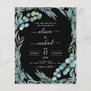 Budget Eucalyptus Greenery Botanical Bröllop Flygblad