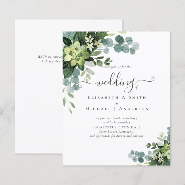 BUDGET Eucalyptus Greenery Bröllop (Fram/baksida)