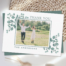 Budget Eucalyptus Greenery Bröllop Photo Tack Anteckningskort