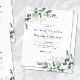 Budget Eucalyptus Greenery bröllopsinbjudan