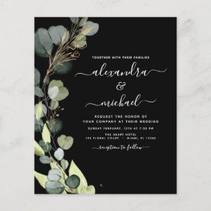 Budget Eucalyptus Greenery bröllopsinbjudan Flygblad