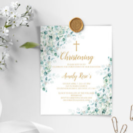 Budget Eucalyptus Greenery Christening-inbjudan