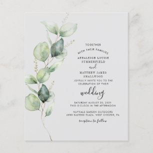Budget Eucalyptus Greenery Elegant bröllop Inbjuda