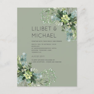 BUDGET Eucalyptus Greenery Foliage Bröllop Vykort