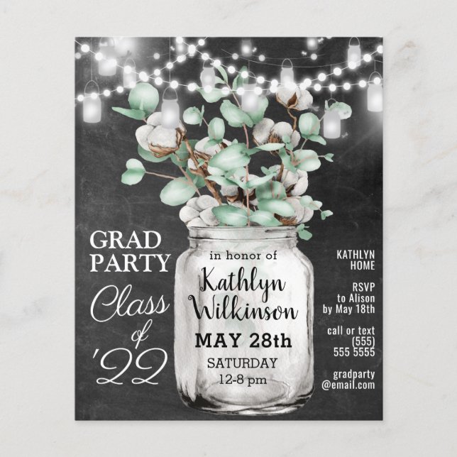 BUDGET Eucalyptus Greenery GRAD Party bjudan (Framsida)