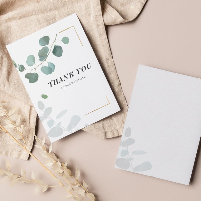 Budget Eucalyptus Greenery Guld Ram Tack Anteckningskort (Skapare uppladdad)