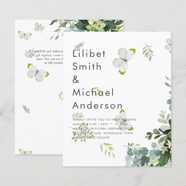 BUDGET Eucalyptus Greenery Löv Botanical Bröllop (Fram/baksida)