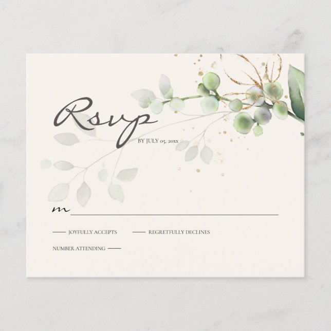 Budget Eucalyptus Greenery RSVP-svarskort (Framsida)