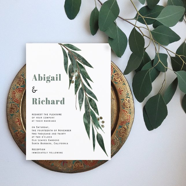 BUDGET Eucalyptus gren löv bröllopsinbjudan (Skapare uppladdad)