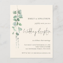 Budget Eucalyptus Ivory WedReception Inbjudan