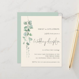 Budget Eucalyptus Ivory WedReception Inbjudan