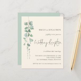 Budget Eucalyptus Ivory WedReception Inbjudan