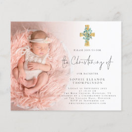 Budget Eucalyptus Kor Photo Christening Inbjudan