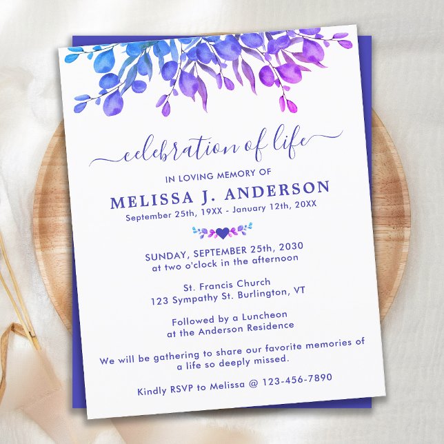 Budget Eucalyptus Lila Firande Life Invit (Skapare uppladdad)