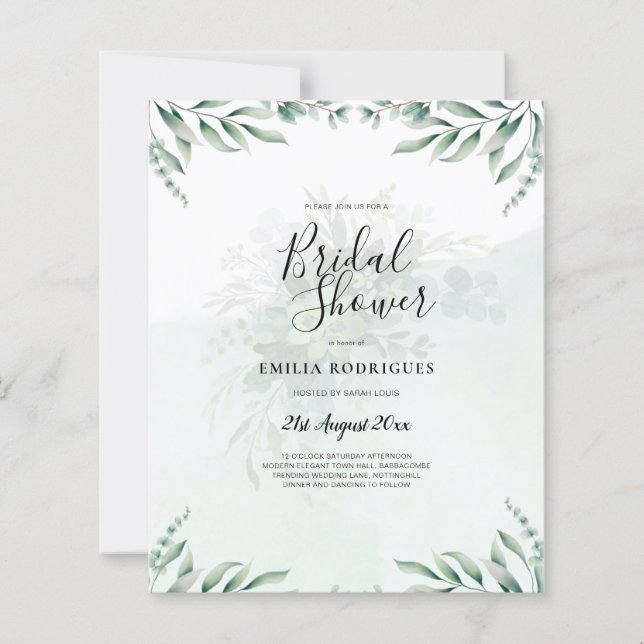 Budget Eucalyptus Löv Greenery Bröllop QR CODE (Framsida)