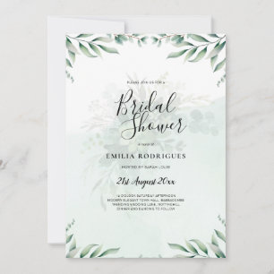 Budget Eucalyptus Löv Greenery Bröllop QR CODE Inbjudningar