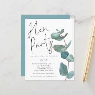 Budget Eucalyptus Löv Hen Party-inbjudan