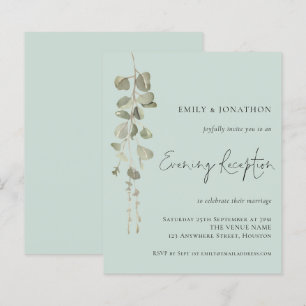 Budget Eucalyptus Mint Wedding Reception Inbjudan