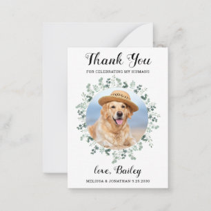 Budget Eucalyptus Pet Photo Hund Bröllop Tack Anteckningskort