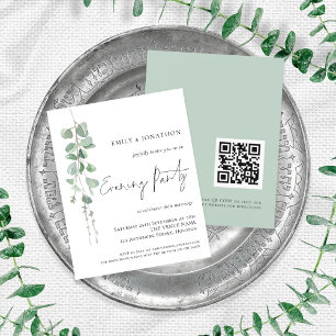 Budget Eucalyptus QR Bröllop Evening Party Inbjuda