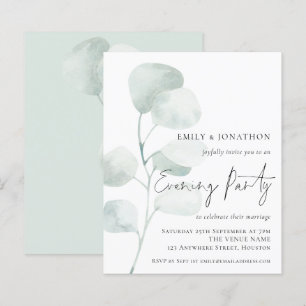 Budget Eucalyptus QR Bröllop Evening Party Inbjuda