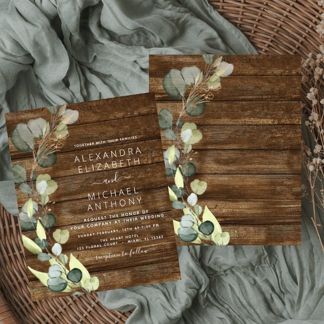 Budget Eucalyptus Rustic bröllopsinbjudan (Skapare uppladdad)