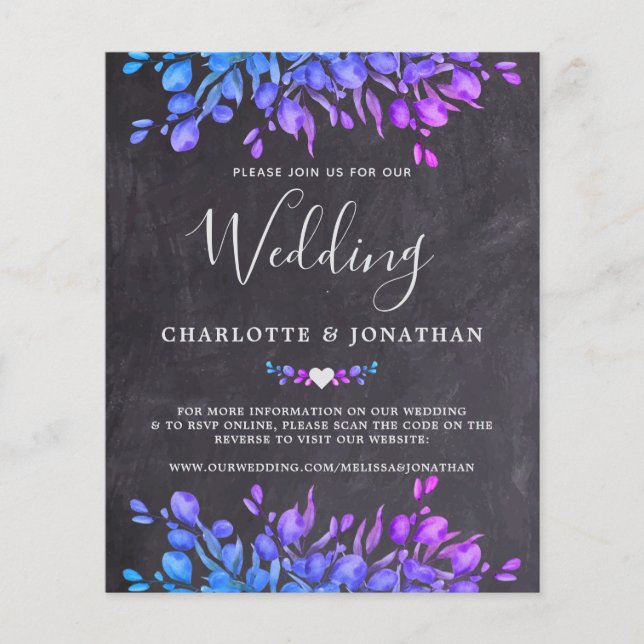 Budget Eucalyptus Rustic Slate QR Code Bröllop Inv (Framsida)