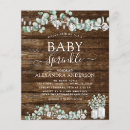 Budget Eucalyptus Rustic Wood Baby Sprinkle Ljus