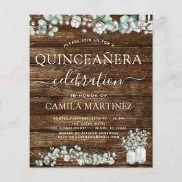 Budget Eucalyptus Rustic Wood Quinceanera