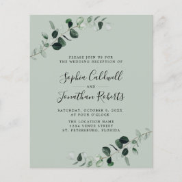 Budget Eucalyptus Sage Wedement Reception Inbjudan