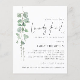 Budget Eucalyptus Script 21:a födelsedagsinbjudan