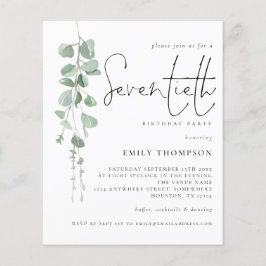 Budget Eucalyptus Script 70-års födelsedagsinbjuda