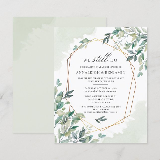 Budget Eucalyptus Script Bröllop Vow Renewal (Fram/baksida)