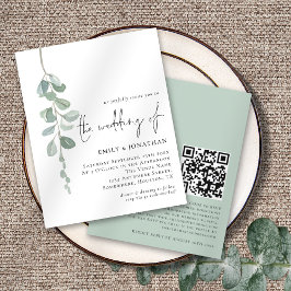 Budget Eucalyptus skript QR Sage Wedding bjudande