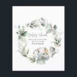 BUDGET eucalyptus vattenfärgsdusch för babybabydus Flygblad<br><div class="desc">budgeterad snyggt eucalyptus söt elephant foliage babyduschinbjudan.</div>