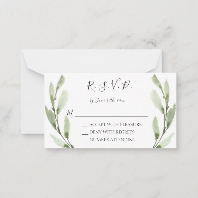 Budget Eucalyptus Watercolor Modern OSA kort (Framsida)