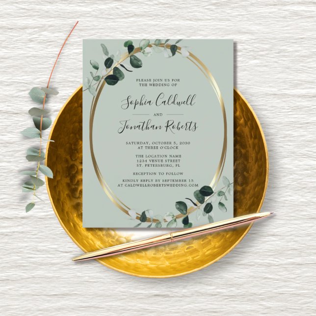 Budget Eucalyptus webbplats OSA Sage Wedding bjuda (Skapare uppladdad)