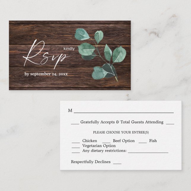 Budget Eucalyptus & Wood Greenery 2SM Meal OSA Tilläggskort (Fram/baksida)