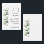Budget Eukalyptus 40-årsdag Invitation Anteckningskort<br><div class="desc">Det kan vara en överraskningsfest eller ett annat speciellt decennium som uppnåtts. Denna 40-årsdag invitation med eukalyptus grönska design och modern populär typografi kan enkelt redigeras för att passa alla födelsedagar eller årsdagar.

Du kan ändra texten,  födelsedagsdetaljer och bakgrundsfärgen genom att klicka på "Personifiera" knappen</div>