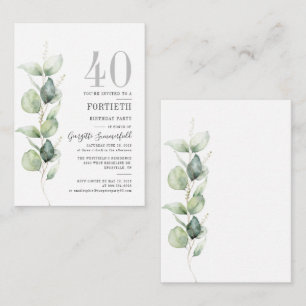 Budget Eukalyptus 40-årsdag Invitation Anteckningskort