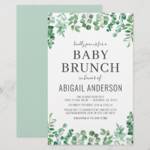 Budget Eukalyptus Baby Brunch Inbjudan 
