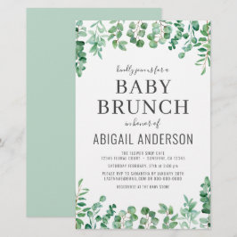 Budget Eukalyptus Baby Brunch Inbjudan 