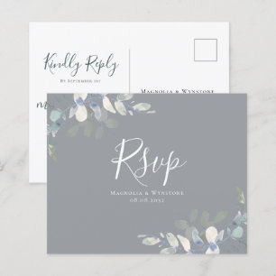 Budget Eukalyptus Bröllop RSVP Postkort