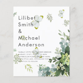 BUDGET Eukalyptus Grönska Blad Smaragd Bröllop Flygblad