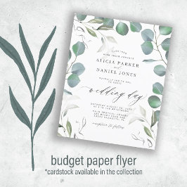 Budget eukalyptus grönska bröllopsinbjudan flygblad