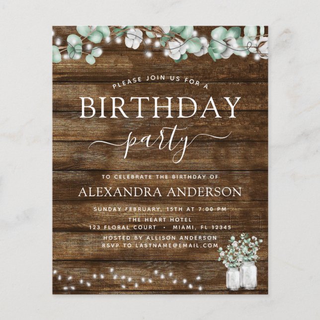 Budget Eukalyptus Rustikaal Bröllopsdusch Belysnin (Framsida)