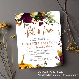 Budget fall in love chic par bröllopsinbjudan flygblad