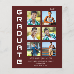 Budget Färg White & Maroon Student Multi Photo Flygblad